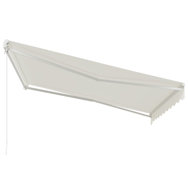 Auvent Rétractable Motorisé 12 x 10 Pi avec Télécommande, Auvent en Polyester Résistant aux UV et Cadre en Acier Aluminium, Pare-Soleil Blanc Crème pour Patio, Terrasse, Cour et Balcon