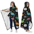 thumbnail image 2 of Wearable Blanket,Black Dinosaurs Speech Bubbles Pattern Hooded Wearable Flannel Blanket for Adults & Teens,Winter Poncho Shawl Wrap Cape Cozy Anti-Pill,60"x80", 2 of 5