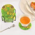 thumbnail image 7 of Sunflower Pattern Design 4in Bar Coasters Set of 6 with Storage Rack Durable Heat Resistant, 7 of 7