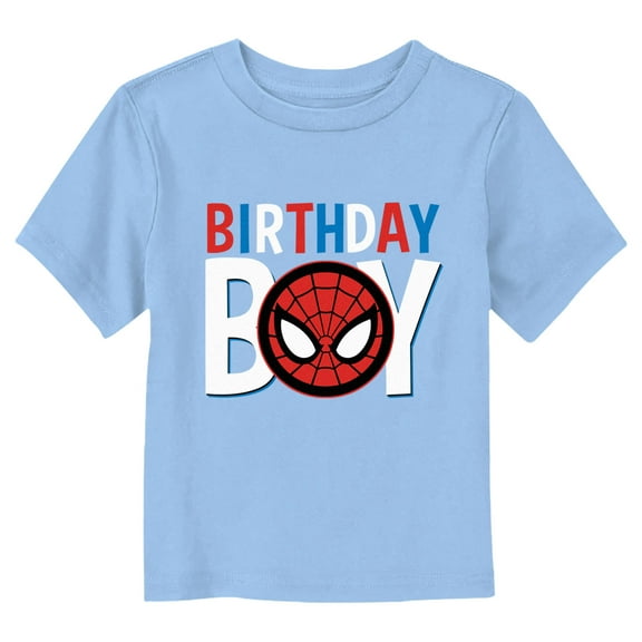 Toddler's Marvel Birthday Boy Spider-Man Logo Graphic Tee Light Blue 4T