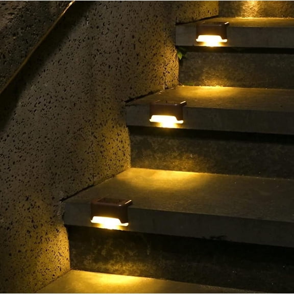 Solar Deck Lights 4 Pack, Waterproof Led Lights for Outdoor Stairs, Step, Fence, Yard, Patio, and Pathway(Warm White)