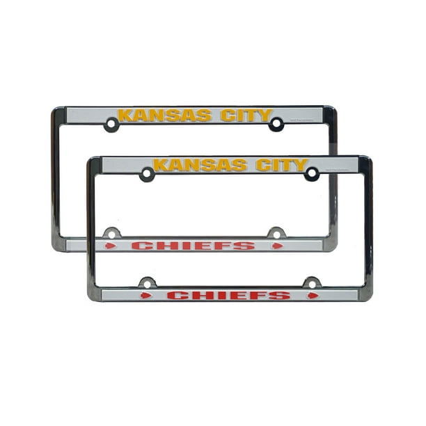 Kansas City KC Chiefs 4 Corner EZ View Chrome Metal (Set of 2) License