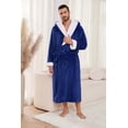 thumbnail image 2 of U2SKIIN Mens Ultra Soft Plush Bathrobe with Hood, Warm Fleece Robe with Pockets Spa Robes for Men Cozy Fluffy Fuzzy(Navy, L/XL), 2 of 4