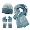 thumbnail image 2 of ZHOGXU Winter Beanie Hat Scarf Gloves Set For Women Thick Caps Long Scarf Touchscreen Gloves Color Block Knitted Warm Comfortable Outfits 3 Pack For Daily Wear Blue One Size, 2 of 3