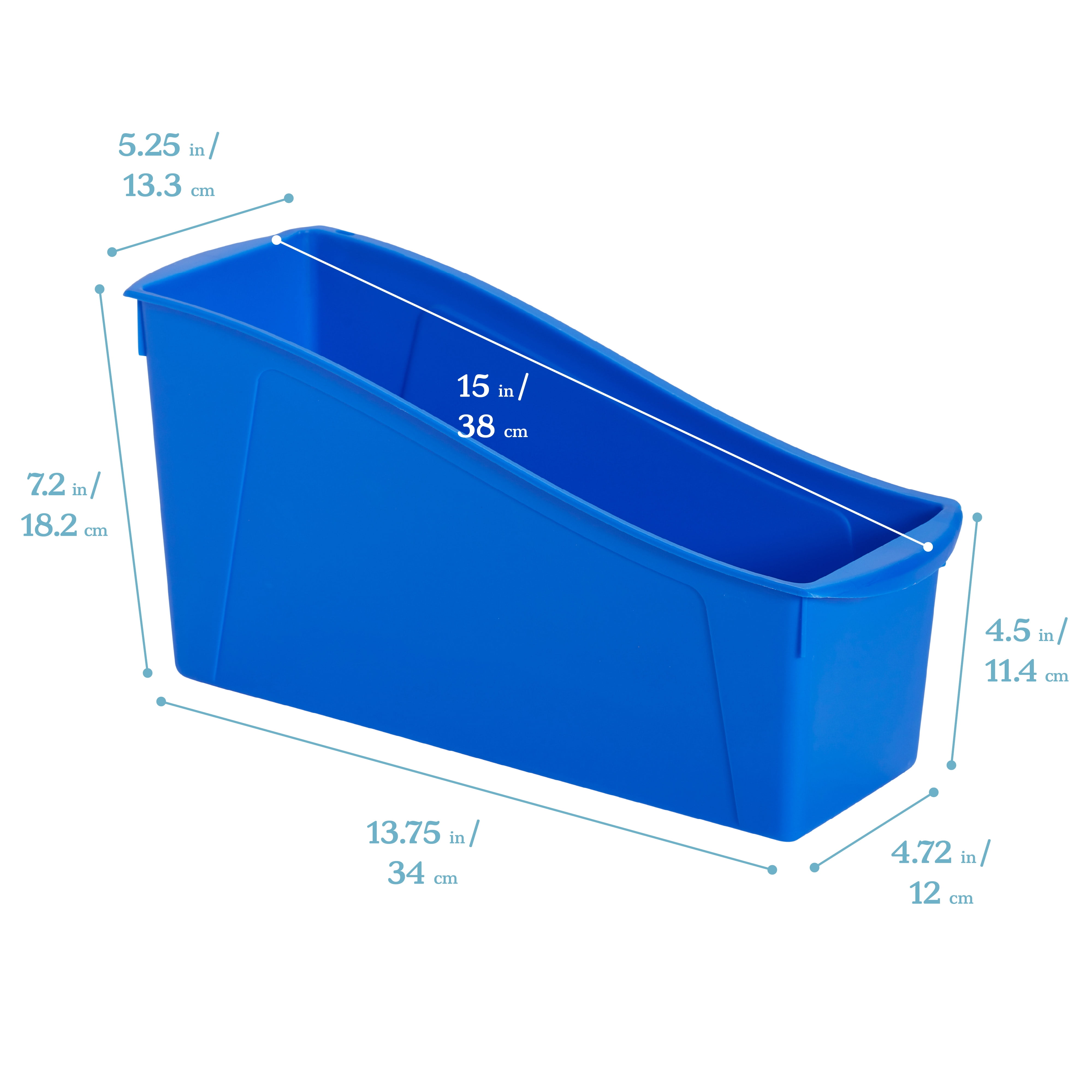 ECR4Kids Linking Plastic Storage Book Bin, Multipurpose Organization, Blue, 10-Piece