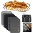 thumbnail image 1 of Accessories for Ninja Dual 2 Basket Air Fryer 10 QT DZ401 & 8 QT DZ201, Racks for Foodi Dual Zone, Reusable Liner Sheets for Double Airfryer, 9pcs Kitchen Accessory Set with Recipe Book by INFRAOVENS, 1 of 6