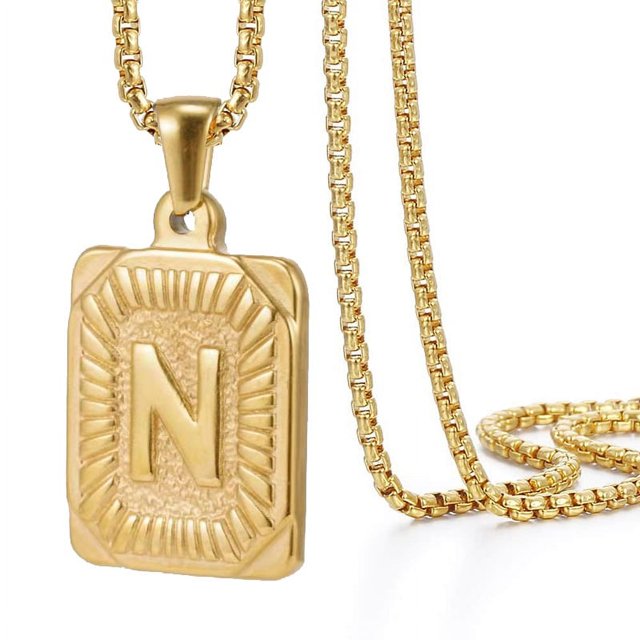 Collar sencillo de acero inoxidable de 18 quilates estilo hip hop para hombre, colgante con letras de acero de titanio y oro europeo y americano HIPHOP