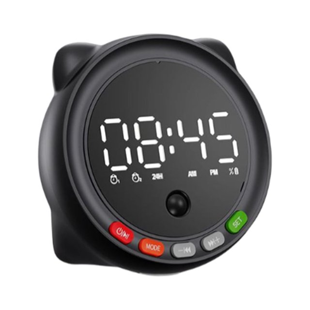 QualitChoice Haut-Parleur Sans Fil Dispositif de Minuterie Transmission Stable Lecteur de Musique Multicolore Réveil Horloges Numériques Fournitures pour la Maison Capteur Noir/noir