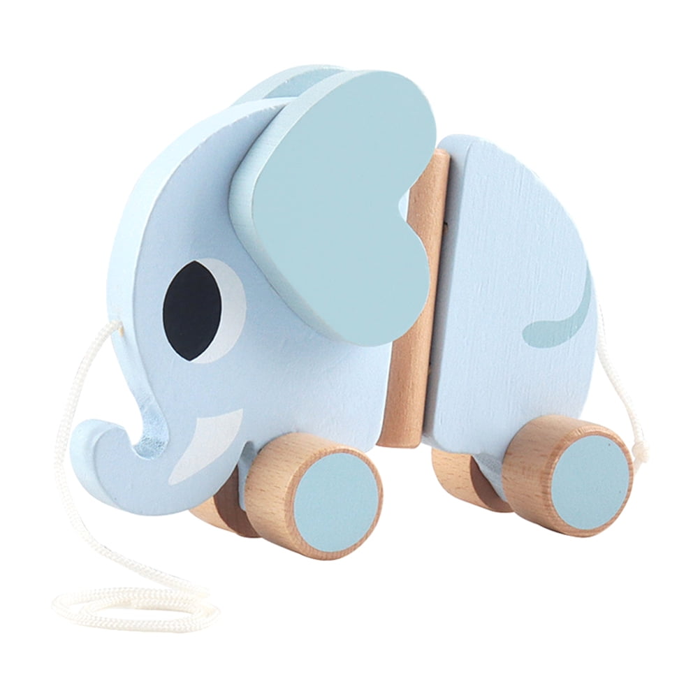 Hemoton Wooden Pull Toddler Push Baby Walker Toys Elephant Learning