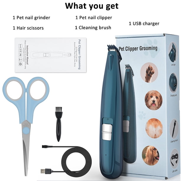 Recortadora de patas LED para perros y gatos, cortapelos para perros, afeitadora silenciosa para perros y gatos para recortar el pelo alrededor de las patas, los ojos, las orejas y la cara.