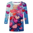 thumbnail image 4 of ChaoHeng 3/4 Length Sleeve Womens Tops Women's Valentine's Day 3/4 Sleeve T-Shirt,Holiday Print Relaxed Casual Tee, 4 of 6