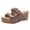 Brown, variant on Venzia Women's Summer Platform Wedge Sandals, Adjustable Double Buckle Open Toe Cork Wedge Slides, Comfortable Non- Casual Sandals