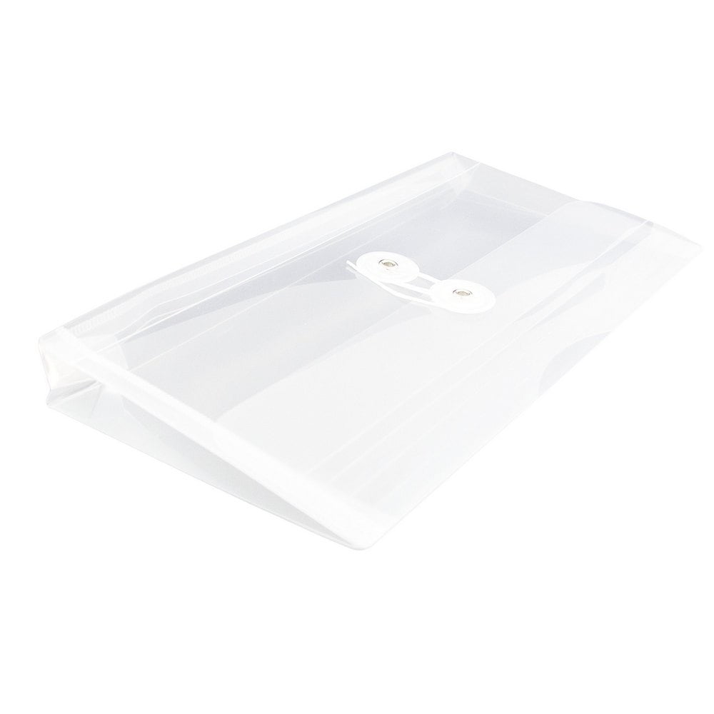 JAM Paper Plastic Envelopes with Button & String Tie Closure, #10 Business Booklet, 5 1/4 x 10, Clear, 3/pack