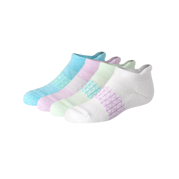 Hanes Absolute Active Girls' Heel Shield Socks Pack, 4-Pack, Moisture Wicking Cool Tones L