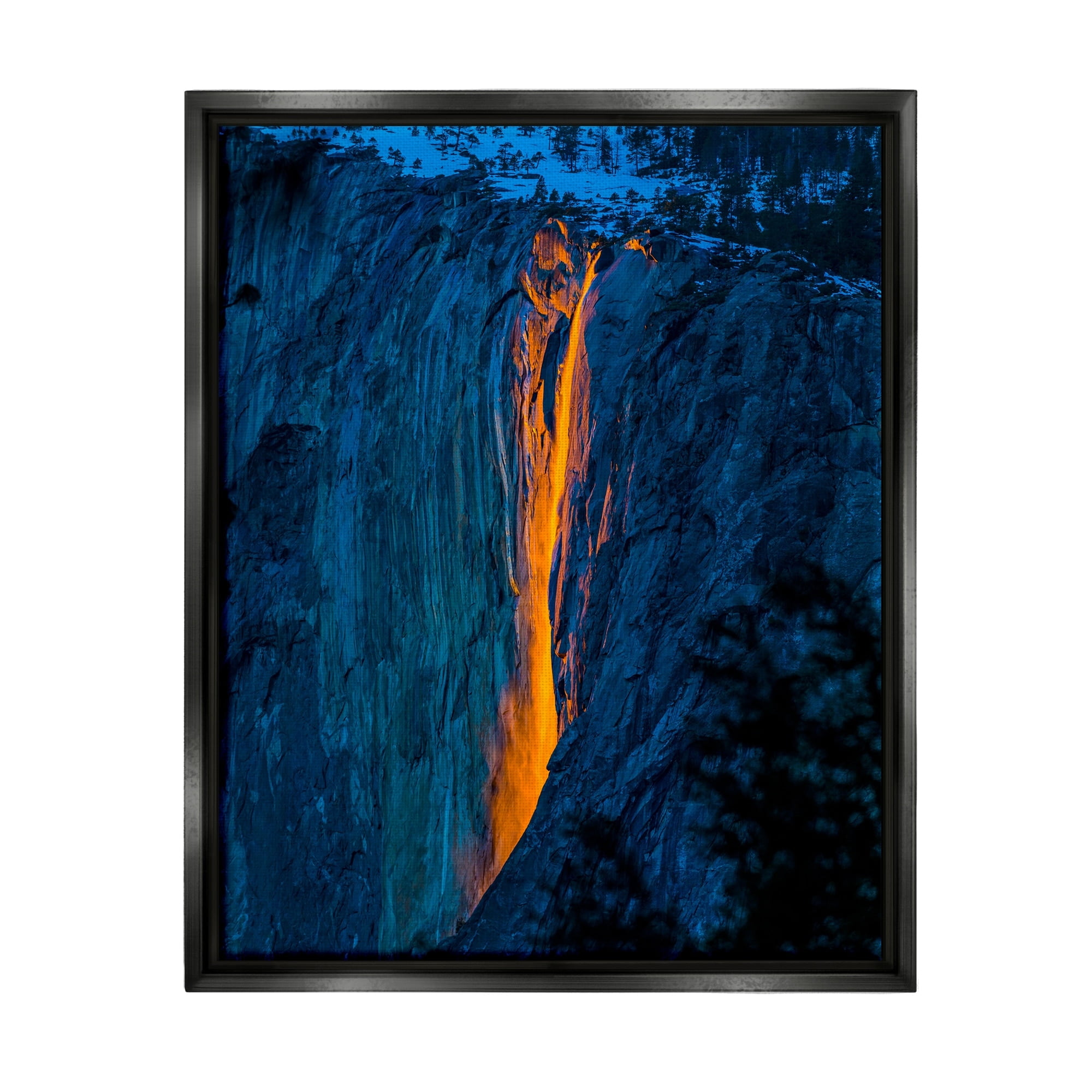 Stupell Industries Lava Flowing Snowy Mountain Side Rock Cliffs Photograph Metallic Gold Floating Framed Canvas Print Wall Art, Design by Steve Smith