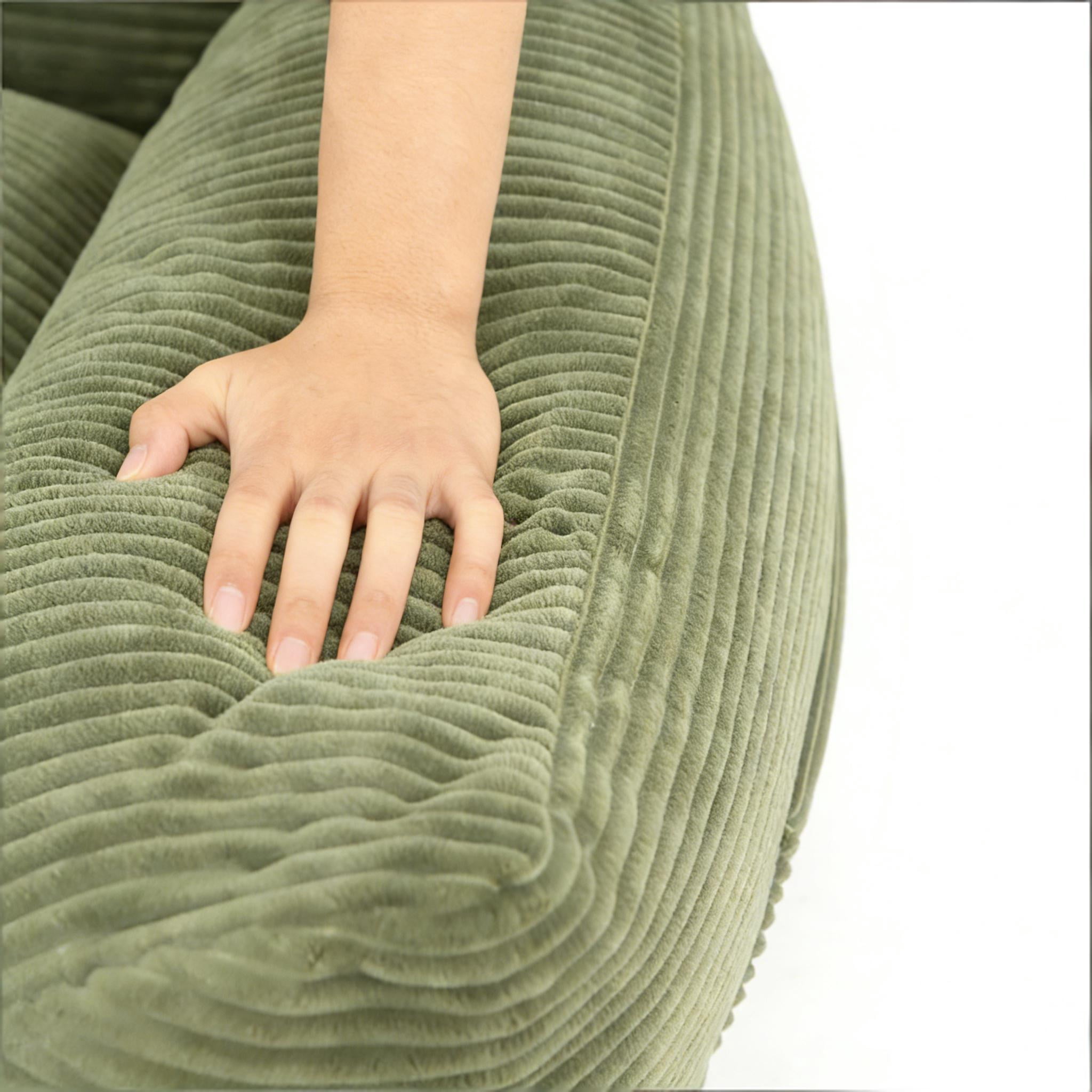 FHFO Giant Bean Bag Chair with Ottoman,Oversized Boneless Couch Chair in a Box, Comfy and Lazy Lounge for Dorm, Living Room, Bedroom, (42”x43”x31”)Green