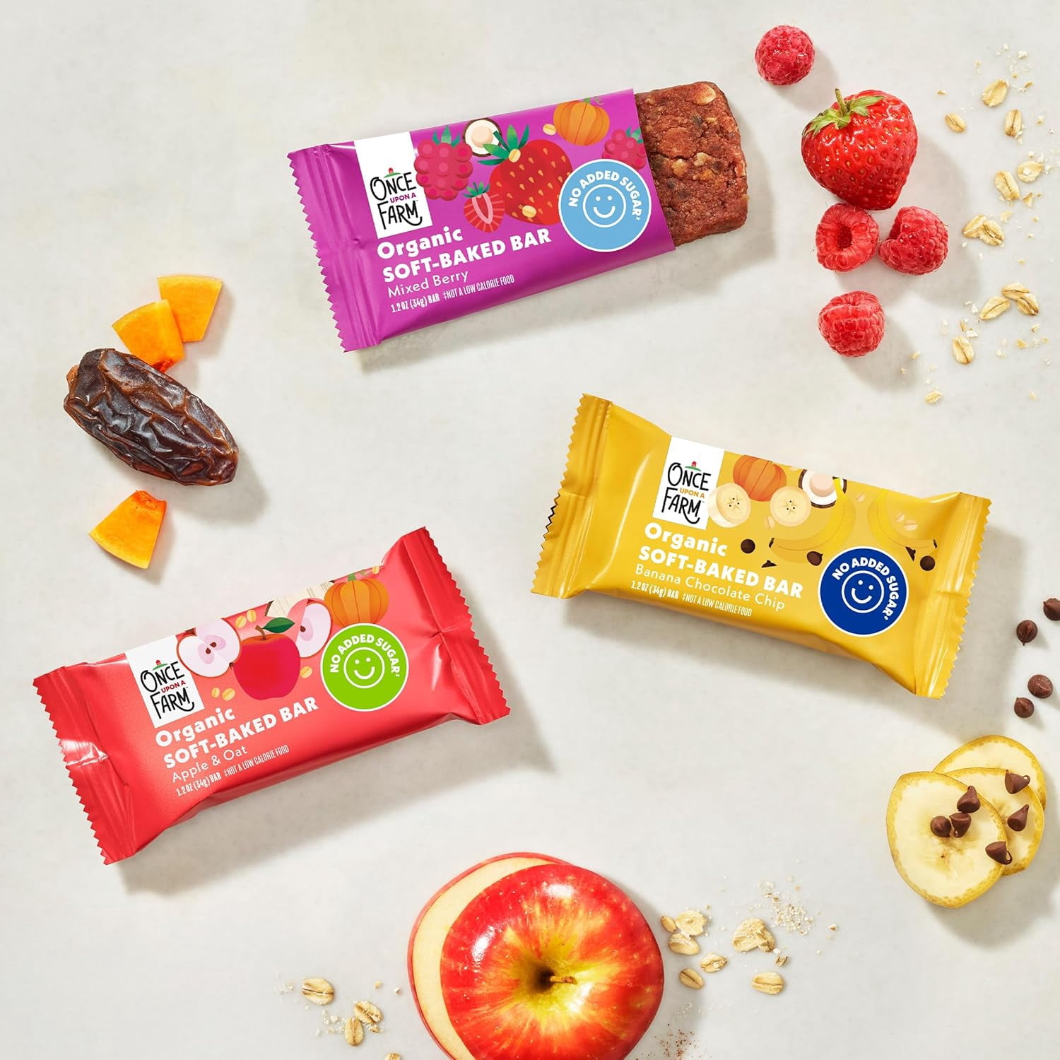 Once Upon a Farm | Organic Mixed Berry Soft Baked Bar | Strawberry, Raspberry, Beet & Oats | Made with Real Fruit & Veggies | No Added Sugar | 8 Boxes