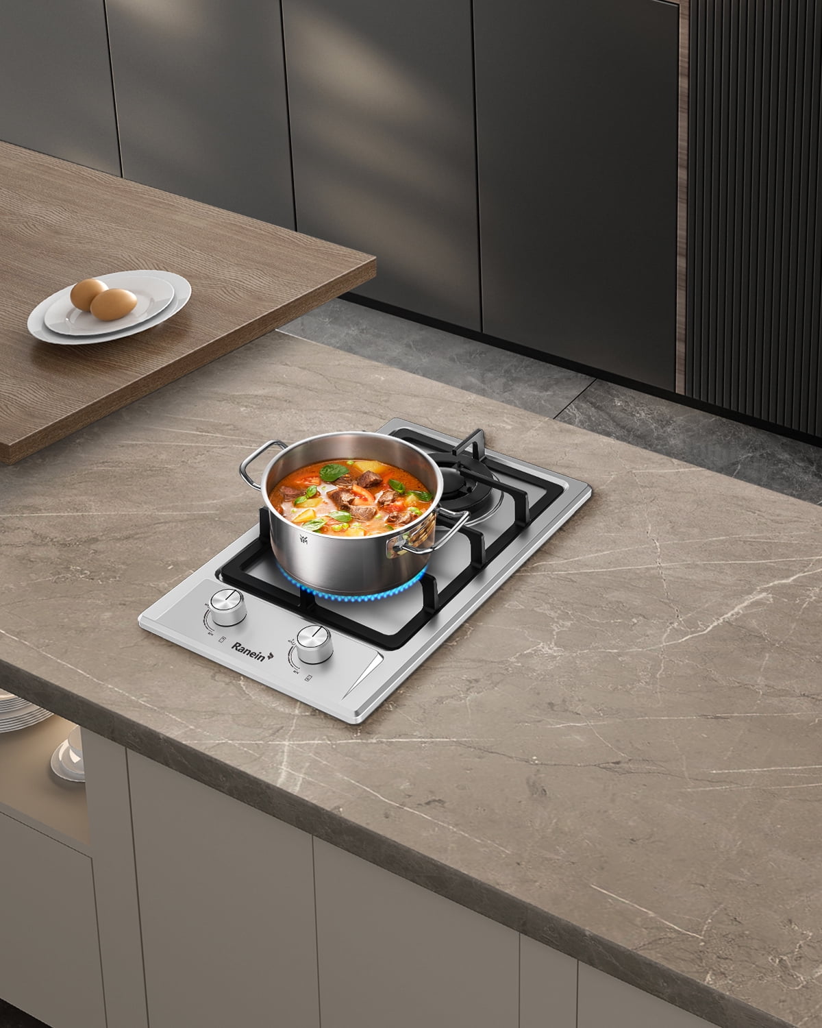 Ranein 12-Inch Gas Cooktops in Stainless Steel with 2 Burners