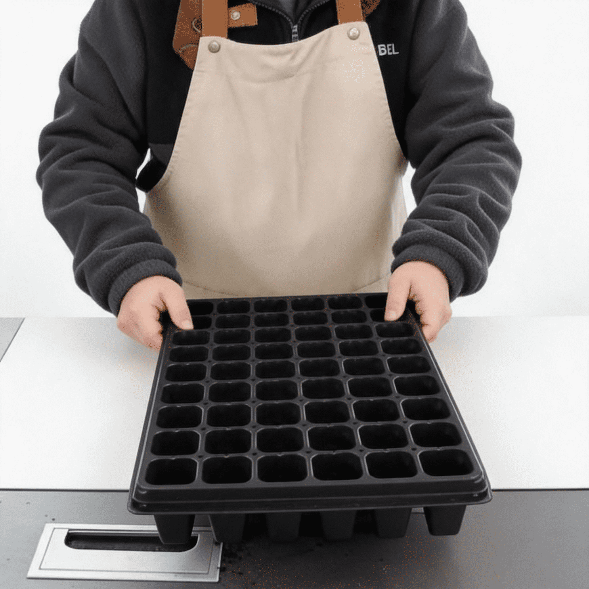10 Pack 200 Cell Seed Starter Trays- Thick Durable Plastic Nursery Flats with Drainage Holes for Seedlings, Propagation, Seed Germination, Fits Shallow 1020 Trays
