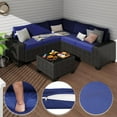 thumbnail image 5 of 6 Pieces Patio Furniture Set, Outdoor Sectional Set of 6 w/Wide Armrest, Waterproof Wicker Conversation Set for Backyard, Deck, Navy, 5 of 10