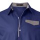 thumbnail image 3 of Camisas s Para Hombre De Vestir Camisa de manga larga de otoño para hombre, camisa de retazos con cuello puntiagudo para a la moda, Top para hombre (Blue, XXL), 3 of 6