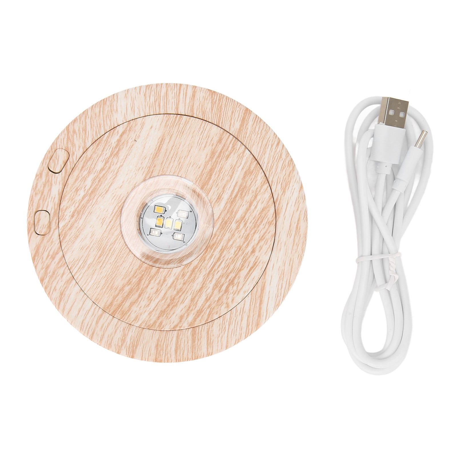 Wood Light Display Base, Round LED Rotating Display Base 360 Degree