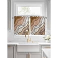 thumbnail image 2 of Half Window Curtain 36 Inches Long, Brown Ombre Window Treatment Curtain Drapes, Modern Geometric Abstract Aesthetic Cream Small Tier Curtains for Bathroom Over Sink, 27.5"x36", 2 Panels, 2 of 7