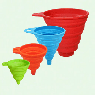 Kitchen Funnels Set of 4, Food Grade Silicone Collapsible Funnels for Canning Bottles, Wide Mouth Jar, Oil Powder Transfer