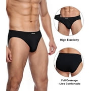 wirarpa Men's Underwear Modal Microfiber Briefs No Fly Underpants Black 4 Pack Sizes S-3XL