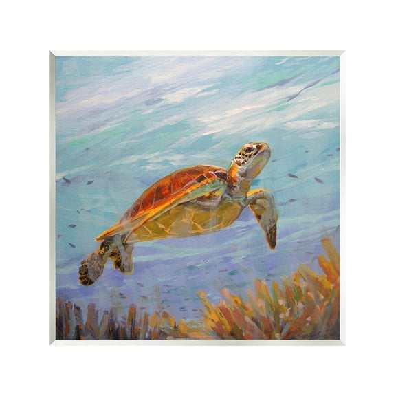 Stupell Industries Turtle Among Coral Reef Animals & Insects Painting Unframed Art Print Wall Art, 12 x 12