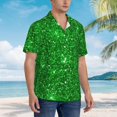 thumbnail image 3 of Kll Men'S Hawaiian Shirt Short Sleeve Button Down Beach Shirts-Green Glitter, 3 of 7