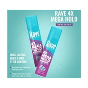 Rave 4X Mega Aerosol Hairspray, Unscented 11 oz (Pack of 2)