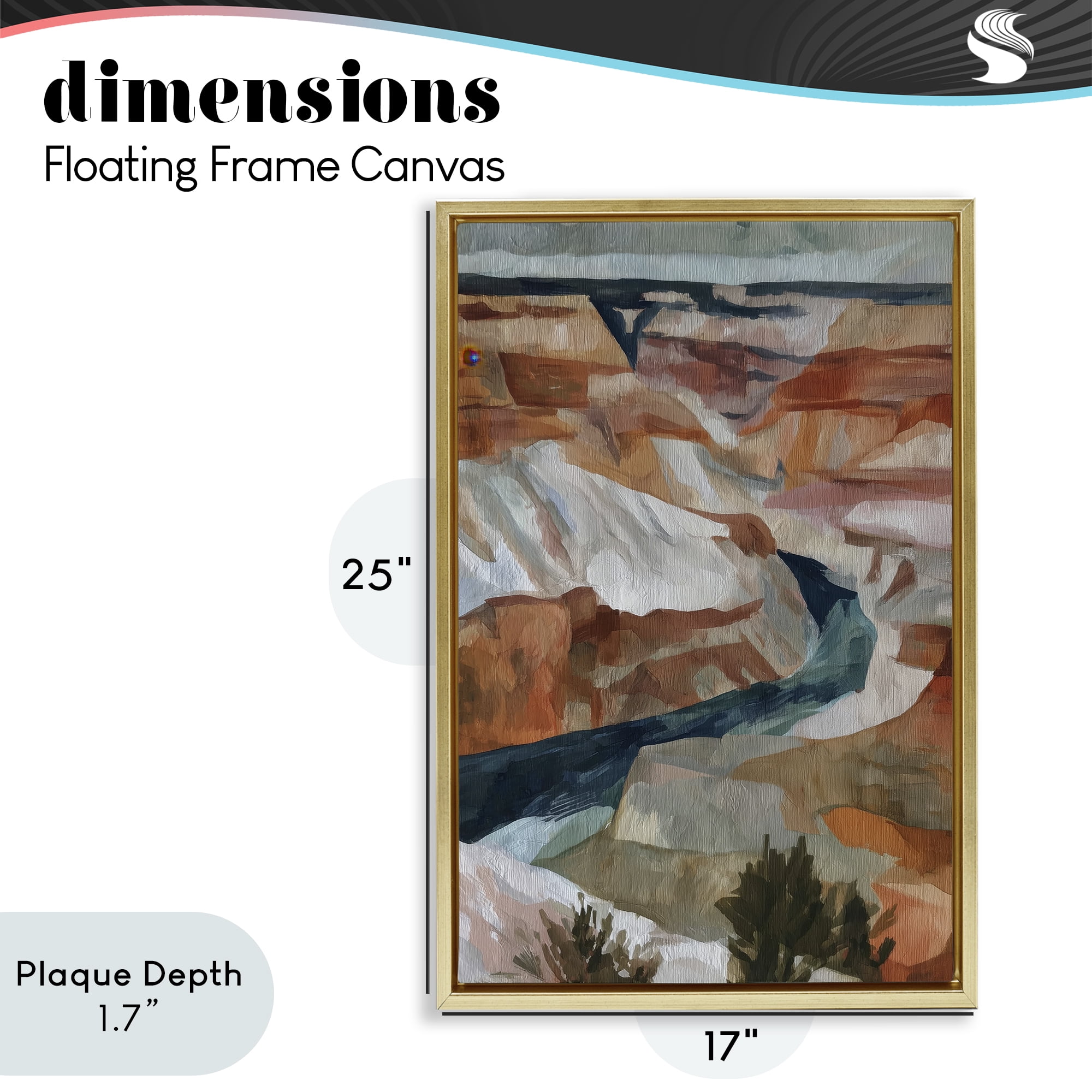 Stupell Industries Canyon Rim Textures Impression Gold Framed Floater Canvas Wall Art, design by Chromatic Storm Studio