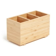 U Brands Zen Desktop Organizer, 7" x 3.5" x 4.2", Bamboo, Made of Natural Materials