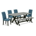 thumbnail image 2 of East West Furniture X-Style 6-piece Wood Dining Set w/ Cement Tabletop in Black, 2 of 10