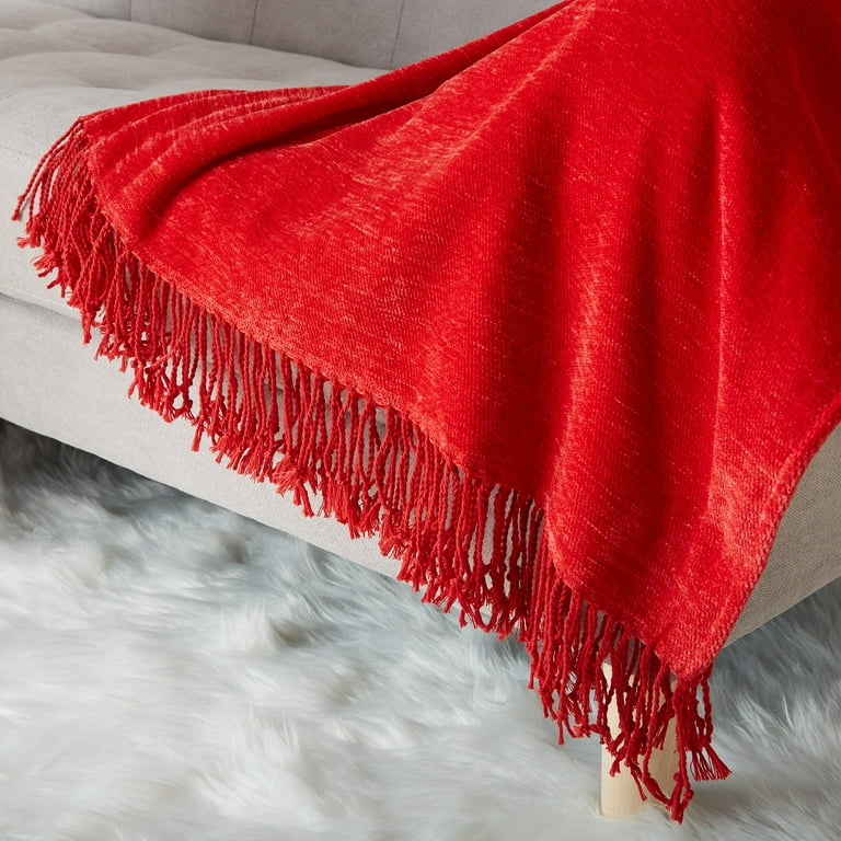 HOMERRY Red Throw Blanket for Couch 60 x 50 Soft Chenille Throw Blankets for Home Couch Sofa Chair Bed Walmart