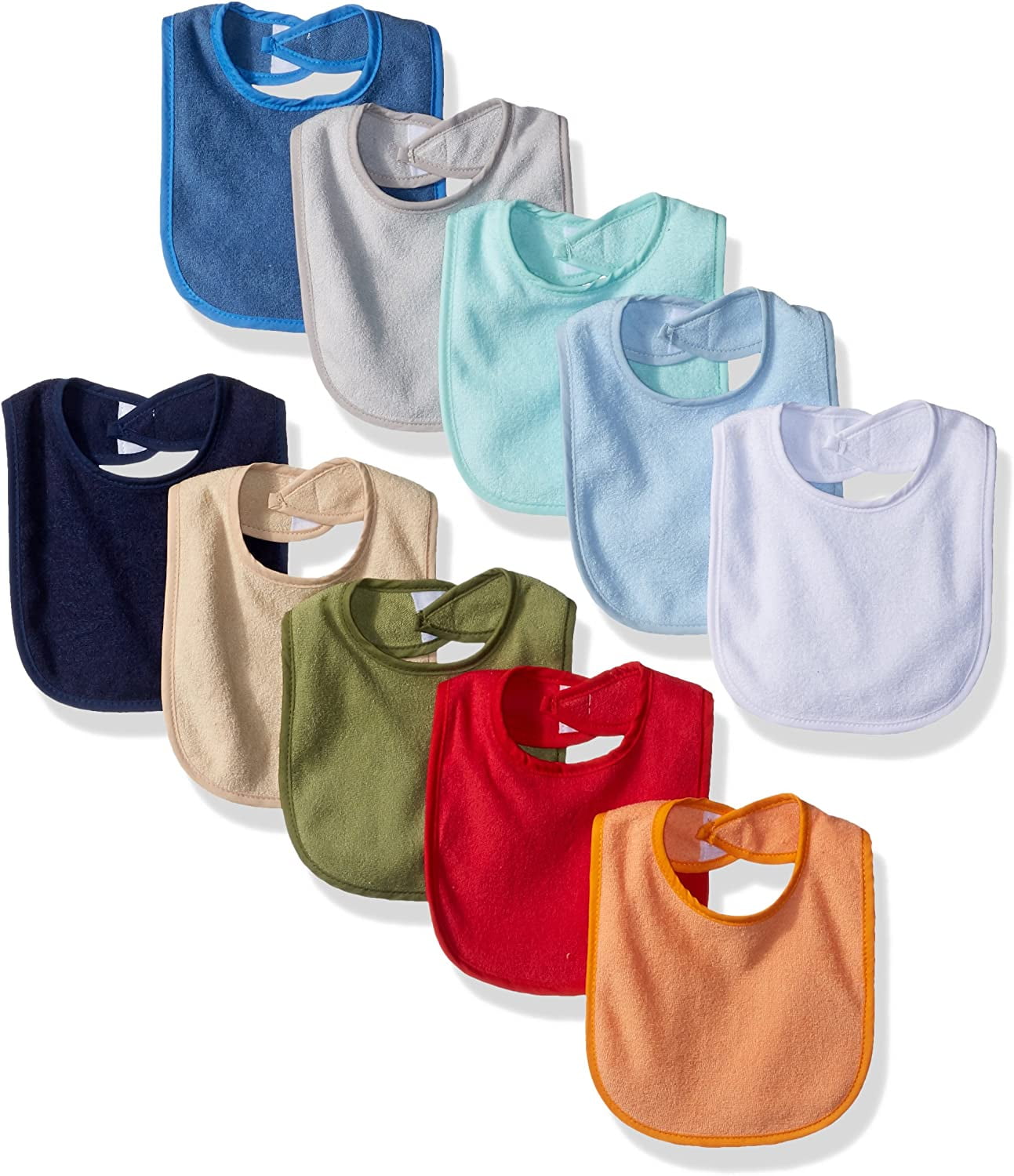 Hudson Baby Infant Boy Drooler Bib with Waterproof Lining 10pk, Blue, One Size