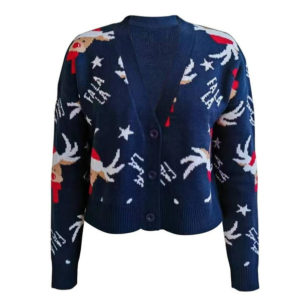 Suéter George Navideño Con Diseño De Reno Para Mujer