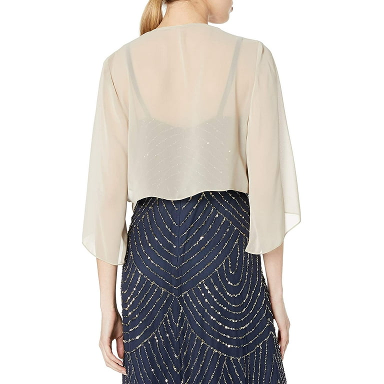 Alex Evenings Womens Short Bolero Shrug Jacket Medium Champagne