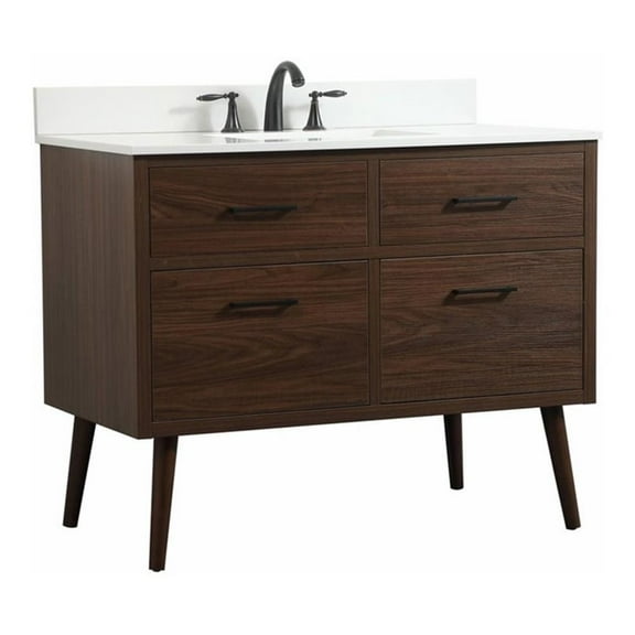 Elegant Decor Boise 42" MDF Single Bathroom Vanity with Backsplash in Walnut