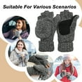 thumbnail image 7 of GIRACOA Winter Winter Fingerless Wool Gloves, Knitted Thermal Convertible Mittens Flap Cover for Women and Men(Heather Gray), 7 of 7
