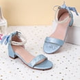 thumbnail image 2 of JAJAHO Girls Floral Princess Dress Shoes Low Heel Sandals Open Toe Hook And Loop Party Wedding Footwear For Little/Big Kids Lovely Shoes, 2 of 5