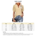 thumbnail image 5 of Blusa de manga abullonada con cuello en V, color puro hueco, ajustada, blusa casual de manga corta para mujer, amarillo, M, 5 of 5
