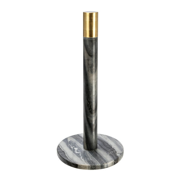 Bloomingville Modern Marble Paper Towel Holder with Brass Detail, Grey