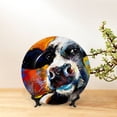 thumbnail image 6 of Balery Cow Print Bone China Decorative Plate Ceramic Dinner Plates Art Crafts with Display Stand-6in, 6 of 6