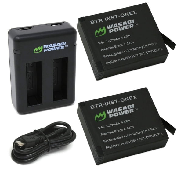 Wasabi Power Batterie (Lot de 2) et Chargeur USB Double Compatible avec Insta360 ONE X