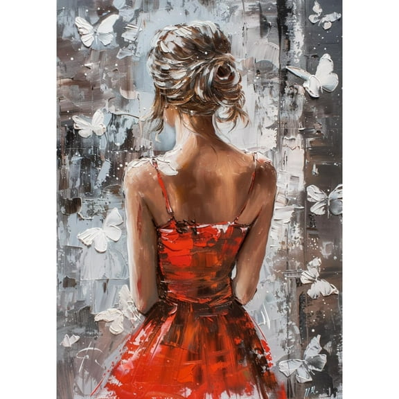 DIY 5D Diamond Art Beauty Young Woman Back Paint with Full Drill Round Diamond Gems Painting by Number Kits for Adults Art Craft Home Wall Decor 11.8x15.8in