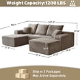 thumbnail image 3 of Wiilayok 107" Cloud Sectional Sofa with 1 Ottoman,Modern Minimalist Upholstered Couches,Oversized Boneless Comfort U Shaped Sofa for Living Room,Deep Seat Corner Couch,Brown (Plush Corduroy Fabric), 3 of 7
