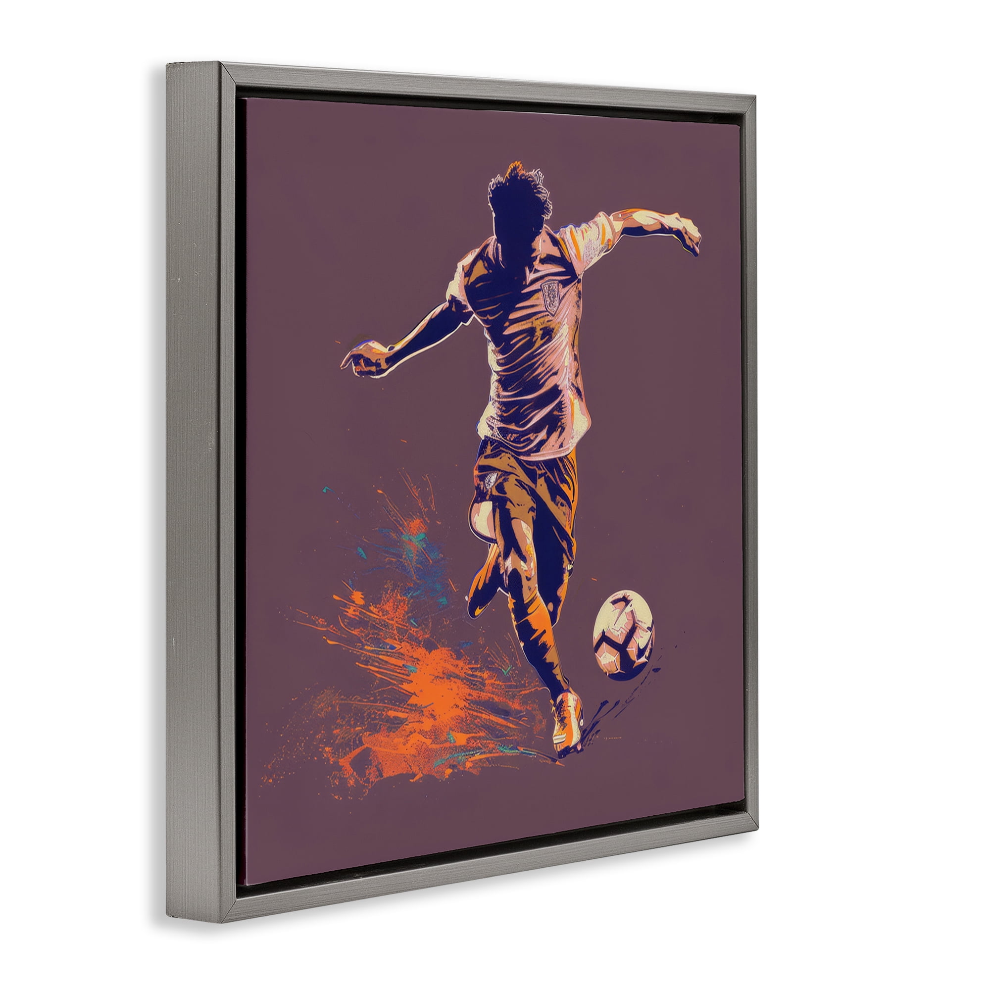 Stupell Industries Winning Goal Abstract Athlete Sports Painting Gray Floater Framed Canvas Art Print Wall Art, 18 x 18