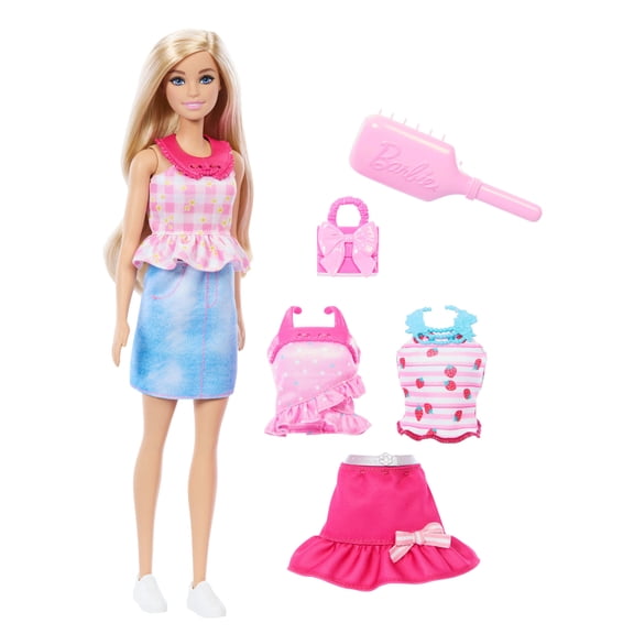 Barbie Easy to Dress Barbie Doll Featuring Easy to Dress, Snap on Fashions, Fashion Dolls with Brushable Blonde Hair